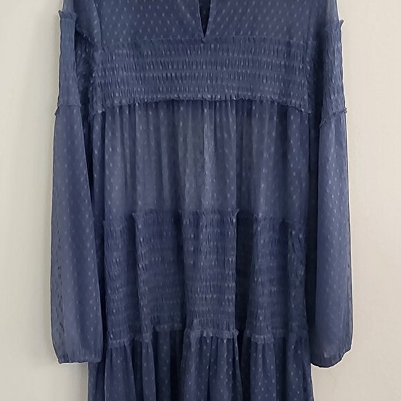 Anthropology Maeve Blue Embroidered Polka Dot Lined Dress - size Large - Picture 6 of 6
